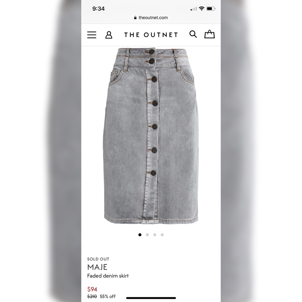 Maje Denim Button Down Pencil Skirt